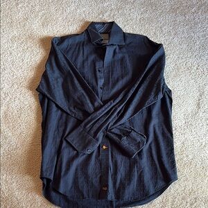 Thomas Dean Men's Dark Blue Casual Button Down Shirt